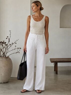 100% Linen Wide Leg Pants